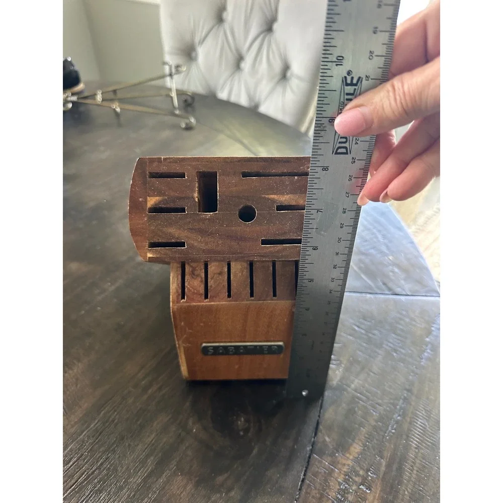 Sabatier Acacia Wood Knife Block Universal Kitchen Cutlery Storage Organizer
